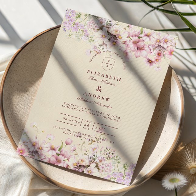 Blush Floral Garden Wedding Invitation (Creator Uploaded)