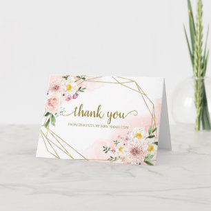 Blush Floral Geometric Bridal Shower Thank You Card