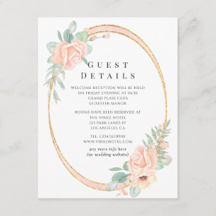 Blush Floral Geometric Wedding Guest Details Enclosure Card