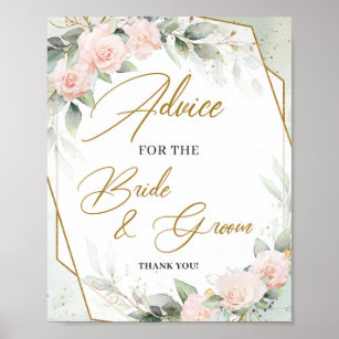Blush floral gold Advice for the bride and groom Poster