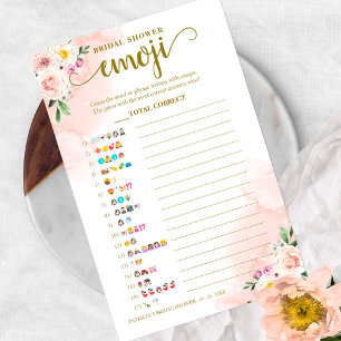 Blush Floral Gold Bridal Shower Emoji Pictionary Flyer