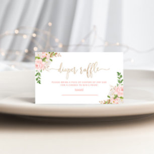 Blush floral  gold foil diaper raffle ticket enclosure card