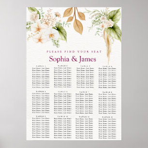 Blush Floral Gold Geometric wedding seating chart 