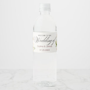 Blush Floral Gold Geometric wedding Water Bottle Label