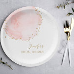 Blush Floral Gold Glitter Dots Bridal Shower Paper Plate<br><div class="desc">This paper plate features a painted watercolor floral petal in blush pink with faux gold glitter dots accents.  For more advanced customisation of this design,  Please click the "Customise" button. Matching items are also available.</div>