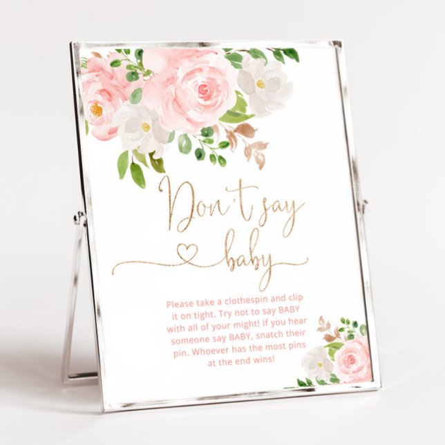 Blush floral gold script Dont say baby Poster (Creator Uploaded)