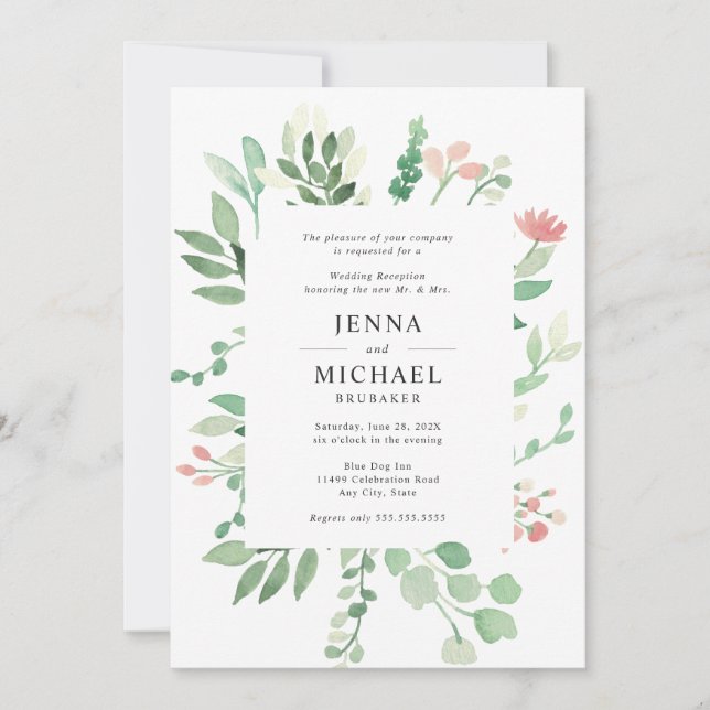 Blush floral greenery wedding reception only (Front)