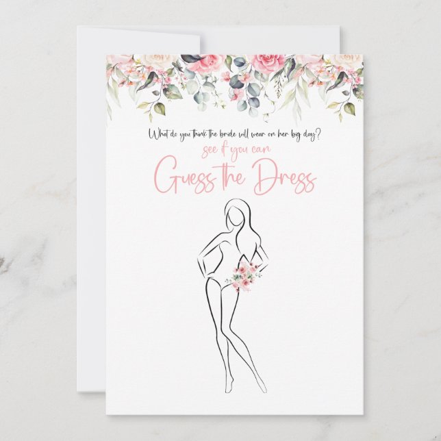 Blush Floral Guess The Dress Bridal Shower Game Invitation (Front)