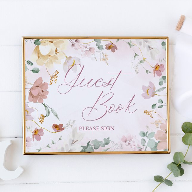 Blush Floral Guest Book Tabletop Sign (Creator Uploaded)