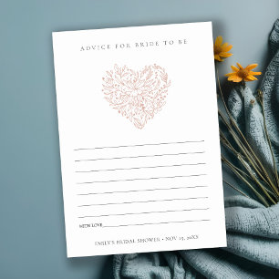 Blush Floral Heart Advice For Bride Bridal Shower Enclosure Card