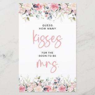 Blush Floral   How Many Kisses For The Bride Game 