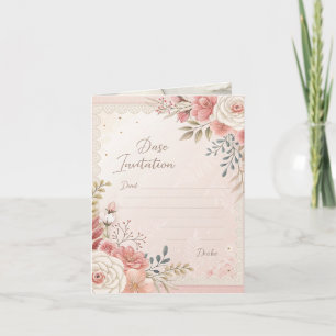 Blush Floral Lace Wedding Invitation Template