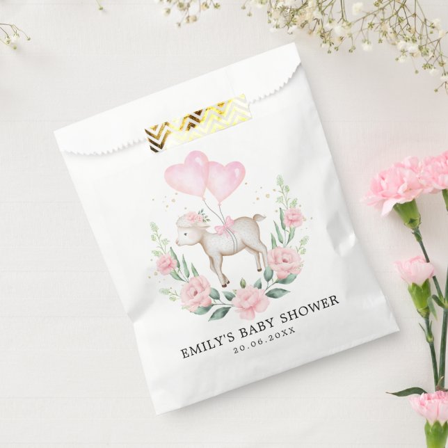 Blush Floral Lamb Baby Sheep Girl Shower Birthday Favour Bags (Sealed)