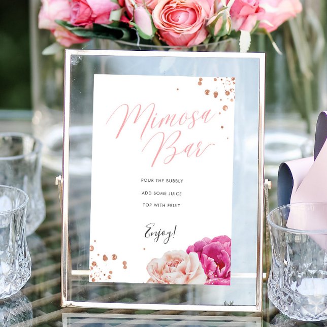 Blush Floral Mimosa Bar Bridal Shower Table Sign (Creator Uploaded)