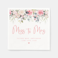 Blush Floral Miss To Mrs. Bridal Shower Napkin