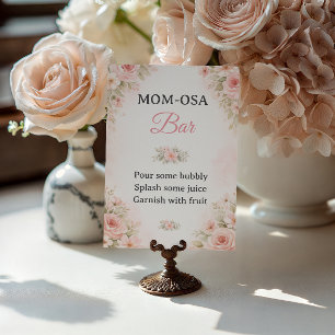Blush Floral Mom-Osa Bar Baby Shower Sign