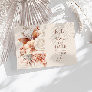 Blush Floral Monogram Save the Date Card