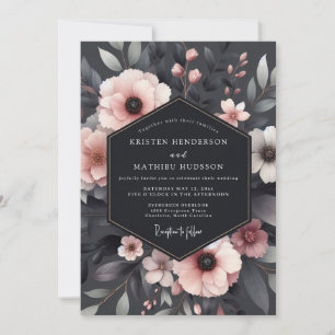 Blush Floral Moody Elegance Wedding Invitation