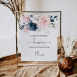 Blush floral navy how many kisses bridal game poster<br><div class="desc">Blush floral navy how many kisses bridal game Poster
Matching items available.</div>