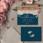 Blush Floral Navy Wedding Flat Save The Date<br><div class="desc">This blush floral navy wedding flat save the date design features beautiful chic classic backgrounds of pastel pink and navy blue with simple modern typography and elegant calligraphy to set a sophisticated tone for any style of event. Each product is embellished with gorgeous blush pink roses and peach and ivory...</div>