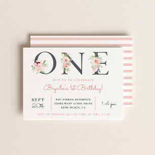 Blush Floral ONE 1st Birthday Invitation