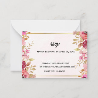 Blush Floral Online Wedding RSVP Card