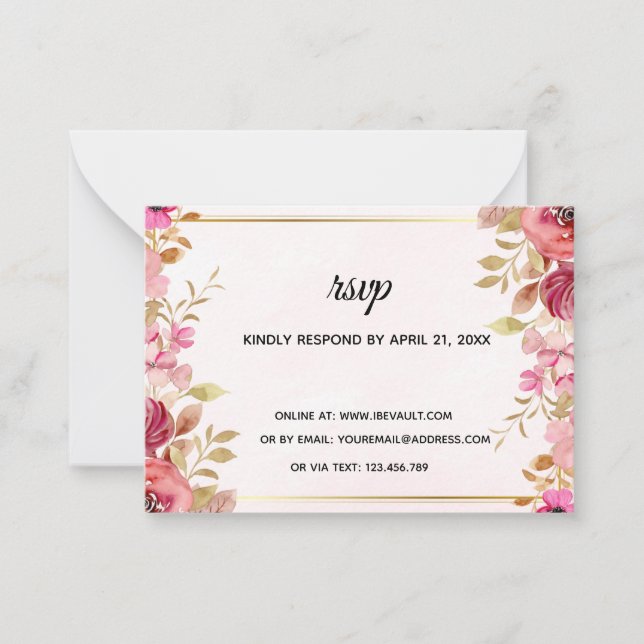 Blush Floral Online Wedding RSVP Card (Front)