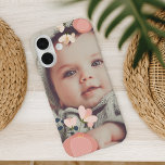 Blush Floral Overlay Photo iPhone 16 Case<br><div class="desc">Add a favourite photo to this chic and simple phone case accented with springy blush pink flowers at the corners.</div>