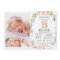 Blush Floral Owl New Baby Photo Birth Announcement