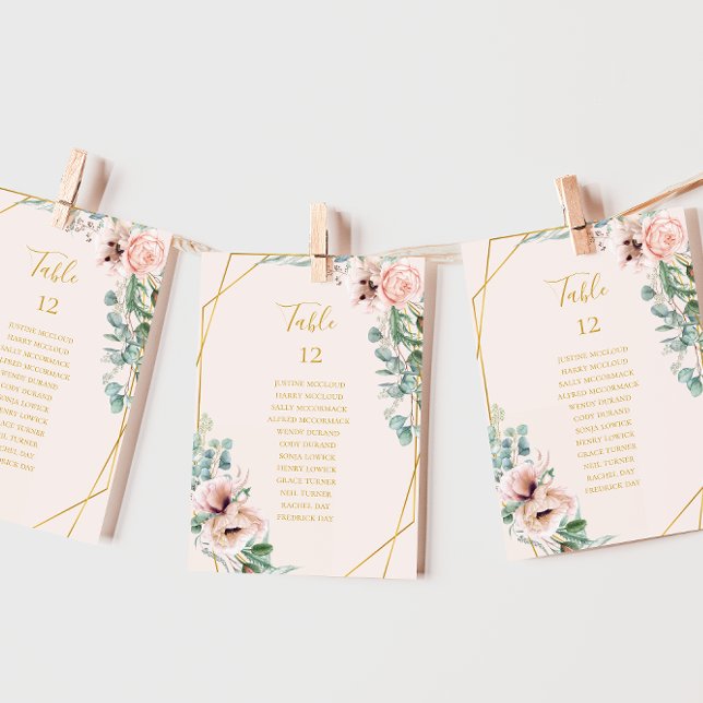 Blush Floral | Pastel Table Number Seating Chart (Creator Uploaded)