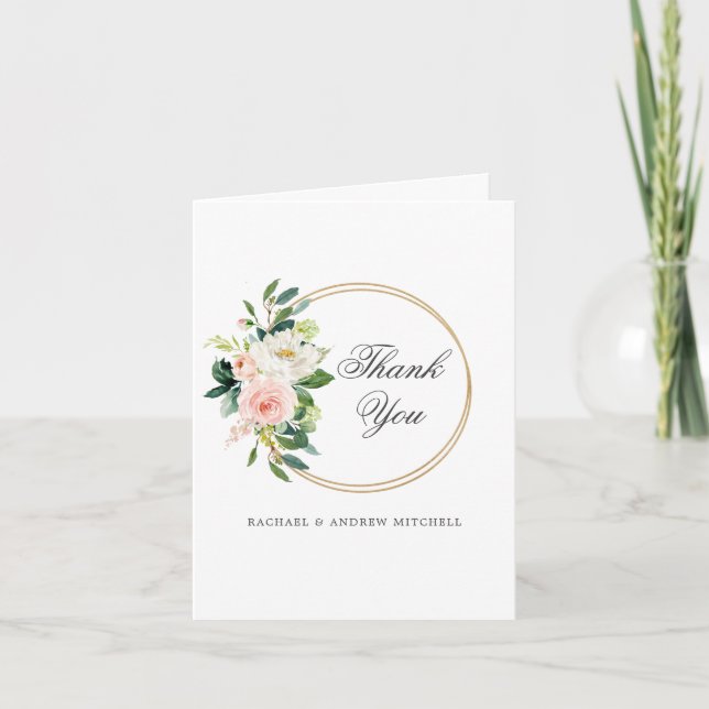 Blush Floral Personalised Thank You Card (Front)