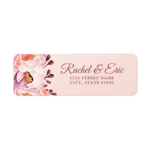 Blush Floral Personalised Wedding Return Address