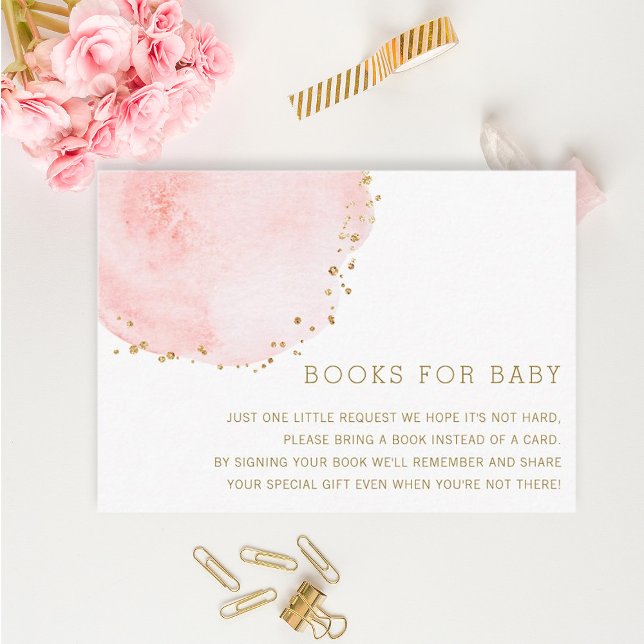 Blush Floral Petal Book Request Baby Shower Enclosure Card (Creator Uploaded)