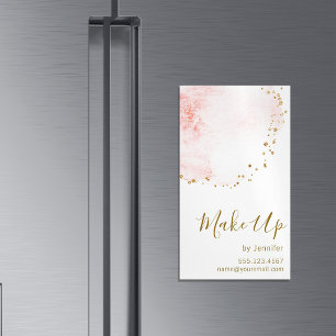 Blush Floral Petal Gold Glitter Dots Magnetic Business Card