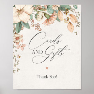 blush floral pink baby shower cards and gifts sign