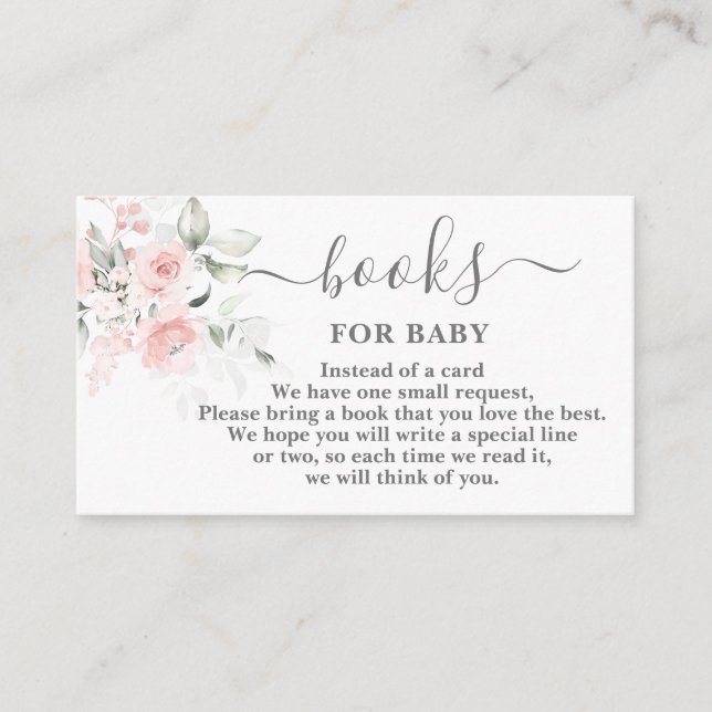 Blush Floral Pink Books for Baby Girl Card (Front)