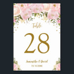 Blush Floral Pink Gold Wedding Table Number<br><div class="desc">Feminine pink & gold wedding table number card featuring pink & blush watercolor flowers and gold confetti sprinkles
Please make sure to customise this template one by one (e.g. from number 1 to xx) ,  then add each table number card separately to your shopping cart.</div>