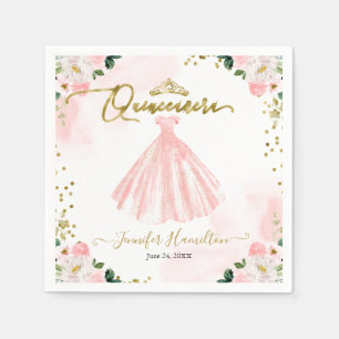 Blush Floral Pink Quinceanera Napkin