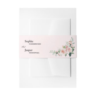 Blush Floral Pink Wedding Invitation Belly Band