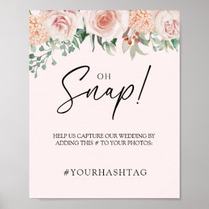 Blush Floral Pink Wedding Oh Snap Poster