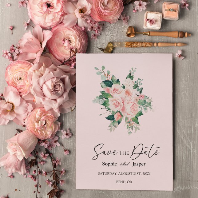 Blush Floral Pink Wedding Save The Date (Creator Uploaded)