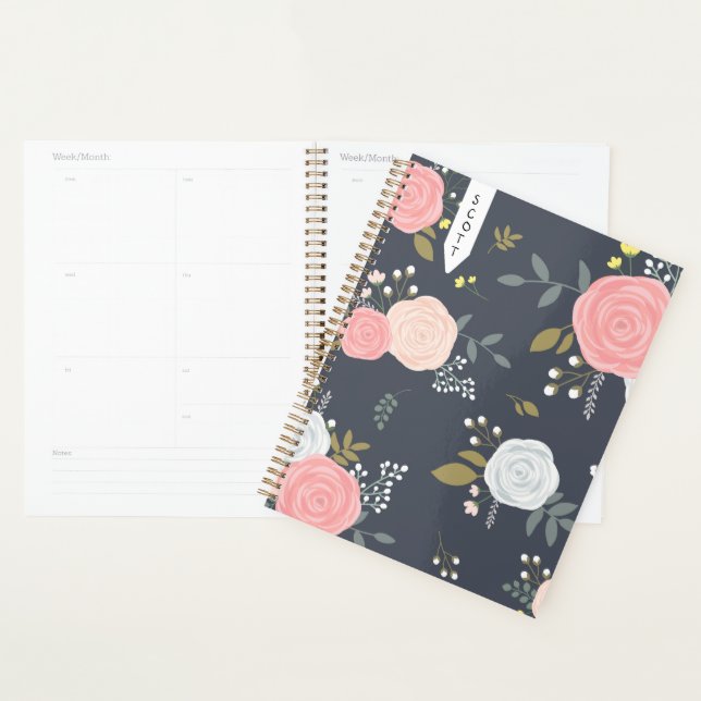 Blush Floral planner with personalized name (Display)