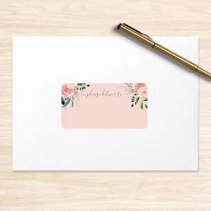 Blush Floral Please Deliver To Wedding Label
