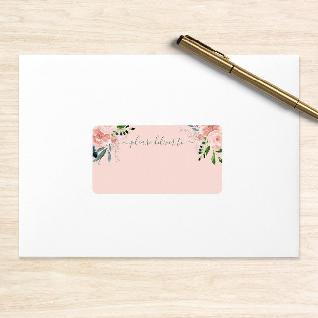 Blush Floral Please Deliver To Wedding Label (Creator Uploaded)