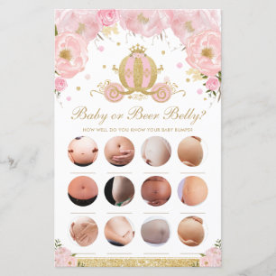 Blush Floral Princess Baby or Beer Belly Game