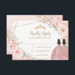 Blush Floral Princess Quinceañera Twins Birthday RSVP Card<br><div class="desc">Personalise these chic rsvp cards with your details easily and quickly,  simply press the customise it button to further re-arrange and format the style and placement of the text. (c) The Happy Cat Studio</div>
