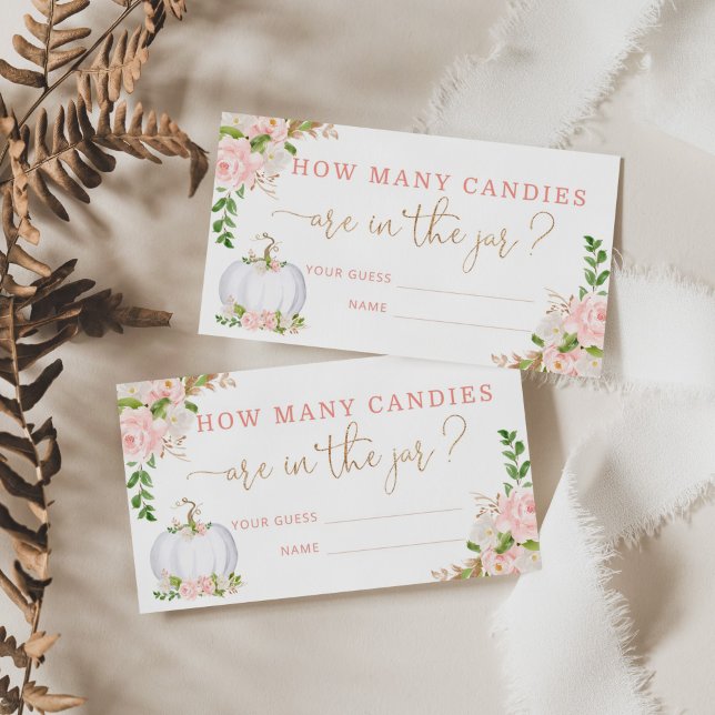 Blush floral pumpkin how many candies enclosure card (Creator Uploaded)