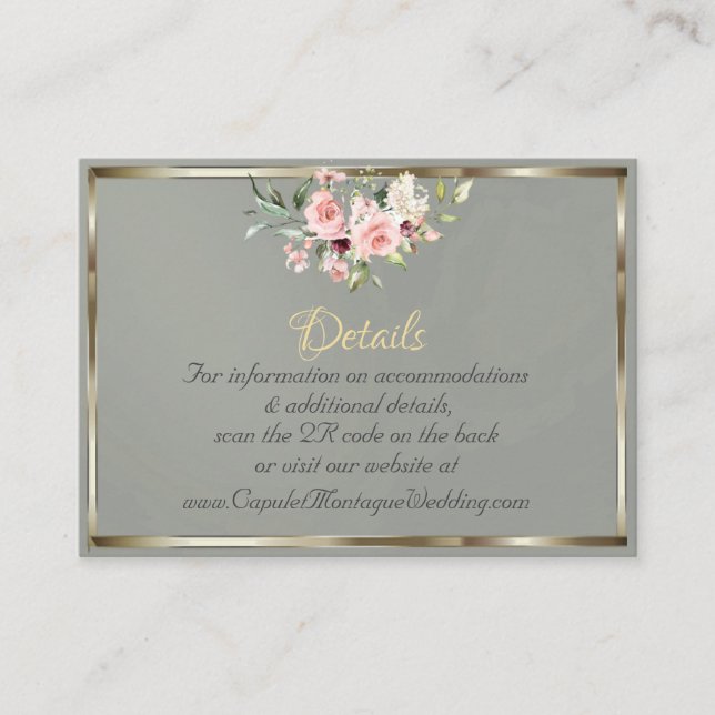 Blush Floral, QR Code - Sage Enclosure Card (Front)
