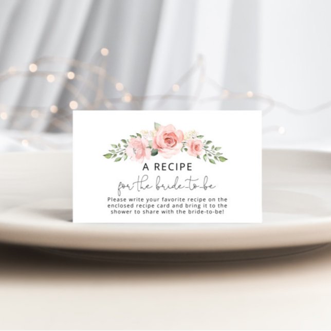 Blush floral Recipe for the bride to be Enclosure Card (Creator Uploaded)