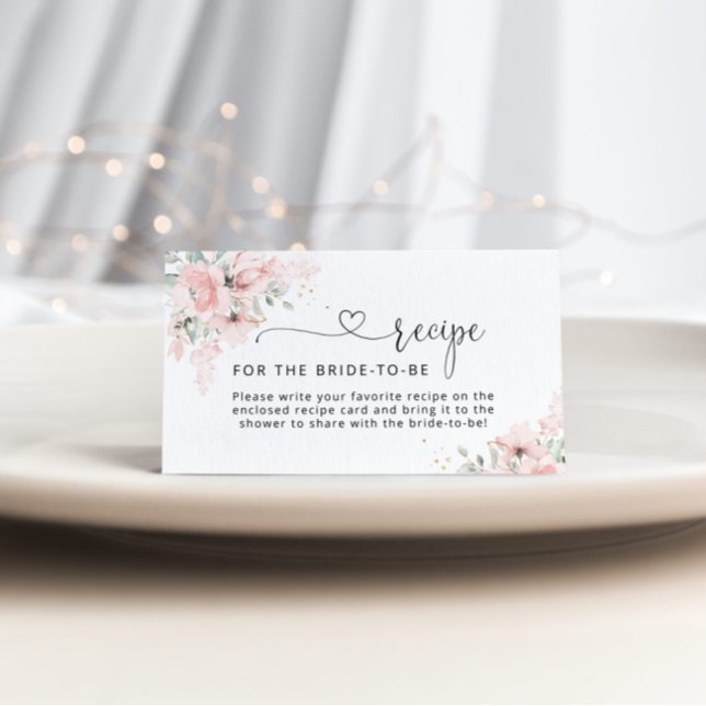 Blush floral Recipe for the bride to be Enclosure  Card (Creator Uploaded)